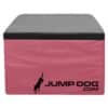 The Jump Training Agility 24" Cushion Platform features a rectangular gray top, pink sides, a black silhouette of a jumping dog, and "JUMP DOG .COM" on the front.