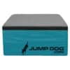 The Jump Training Agility 18" Cushion Platform is a blue and black rectangular foam box featuring the "JUMP DOG.COM" logo and a jumping dog silhouette printed on the side.