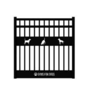 DVR Dog Theme Gate - 4' Tall Self-Closing Hinges & Latch - Doggie Safe Spacing